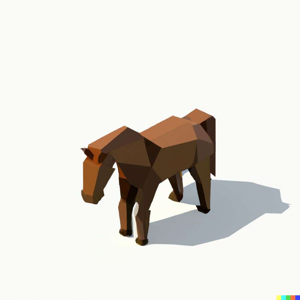 a horse, low polygon isometric render